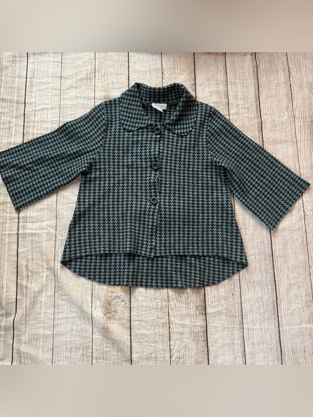 Bryn walker Sweater cardigan size xl blue houndstooth print button collar